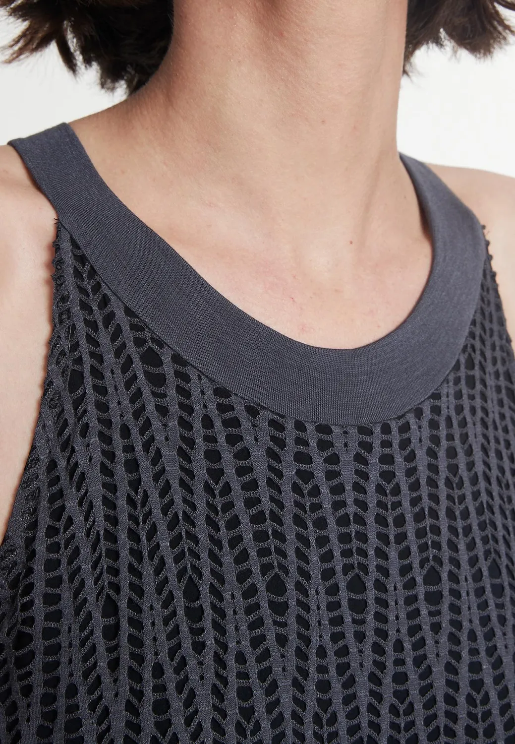 Ana Alcazar Pisa abito maxi antracite pizzo