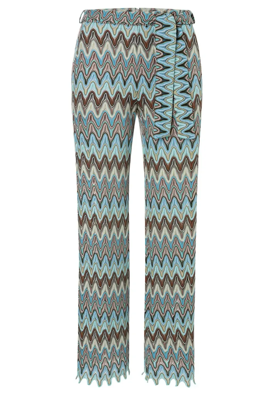 Ana Alcazar Zefoni pantaloni maglia zigzag azzurri
