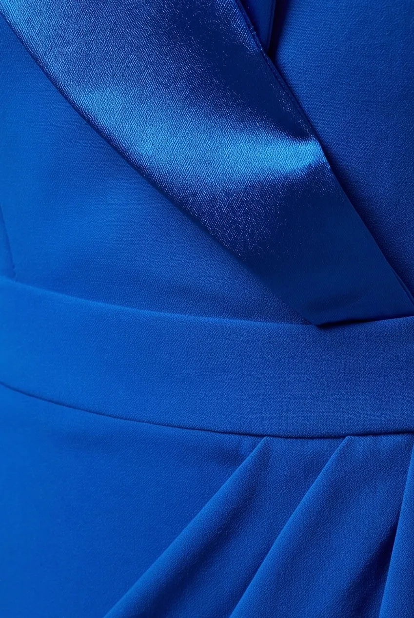 Goddiva Satin Collar Scuba Midi abito blu royal