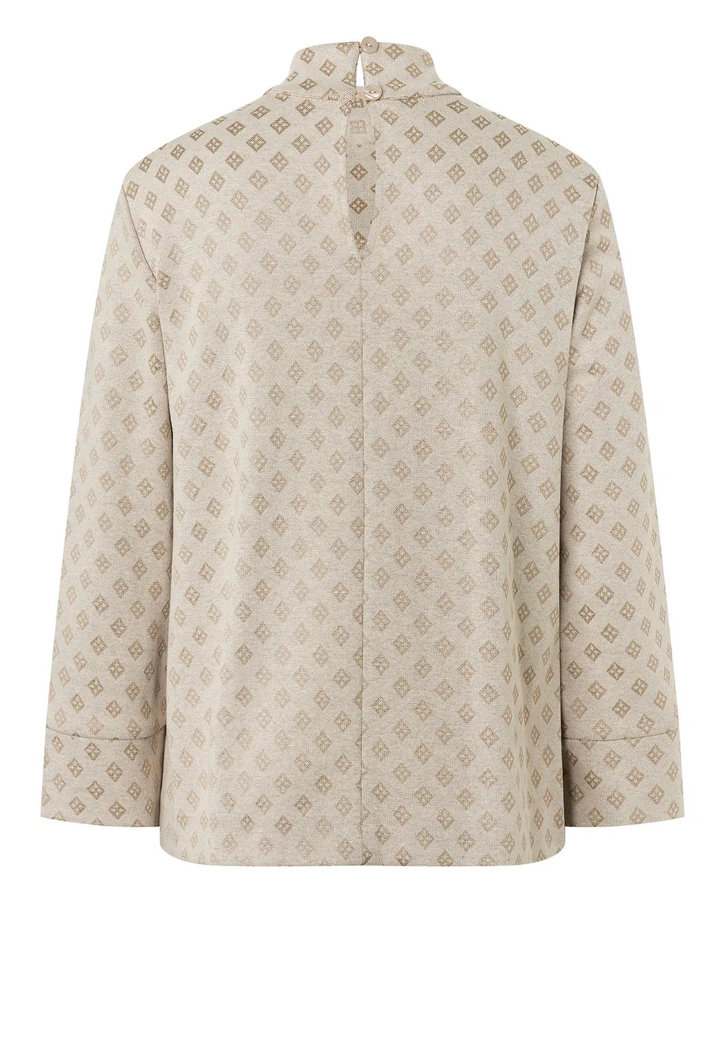 Ana Alcazar Hemmea top collo alto beige a quadri