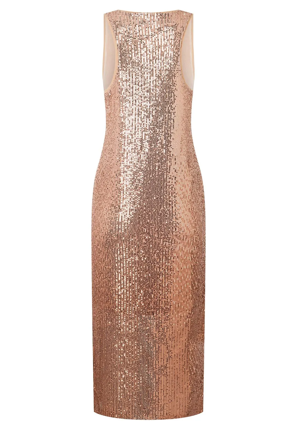 Ana Alcazar Paasy abito midi paillettes rame oro aderente