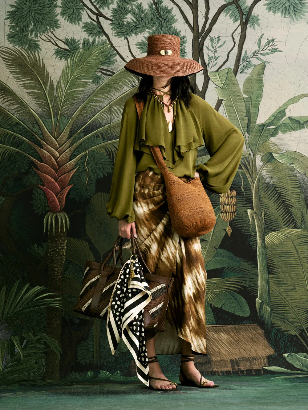 Johanna Ortiz Expedition gonna lino marrone midi