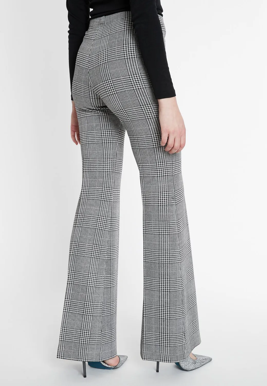 Ana Alcazar Shia pantaloni zampa quadri grigio nero
