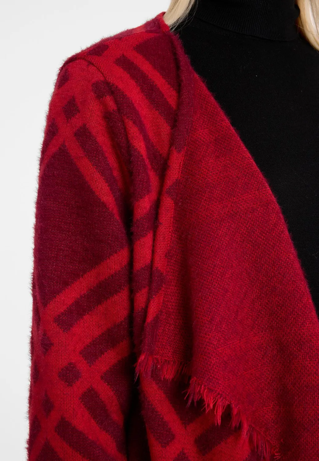 Ana Alcazar Atony cardigan lungo quadri rossi tasche