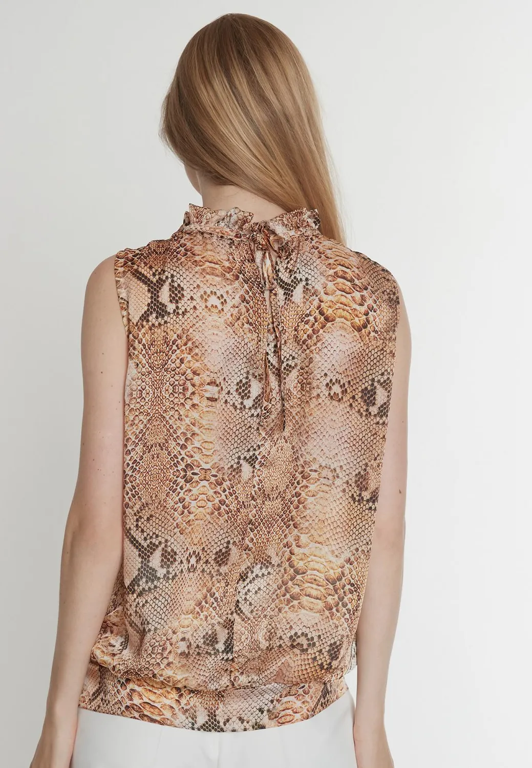 Ana Alcazar Pakosa top chiffon smanicato stampa snake