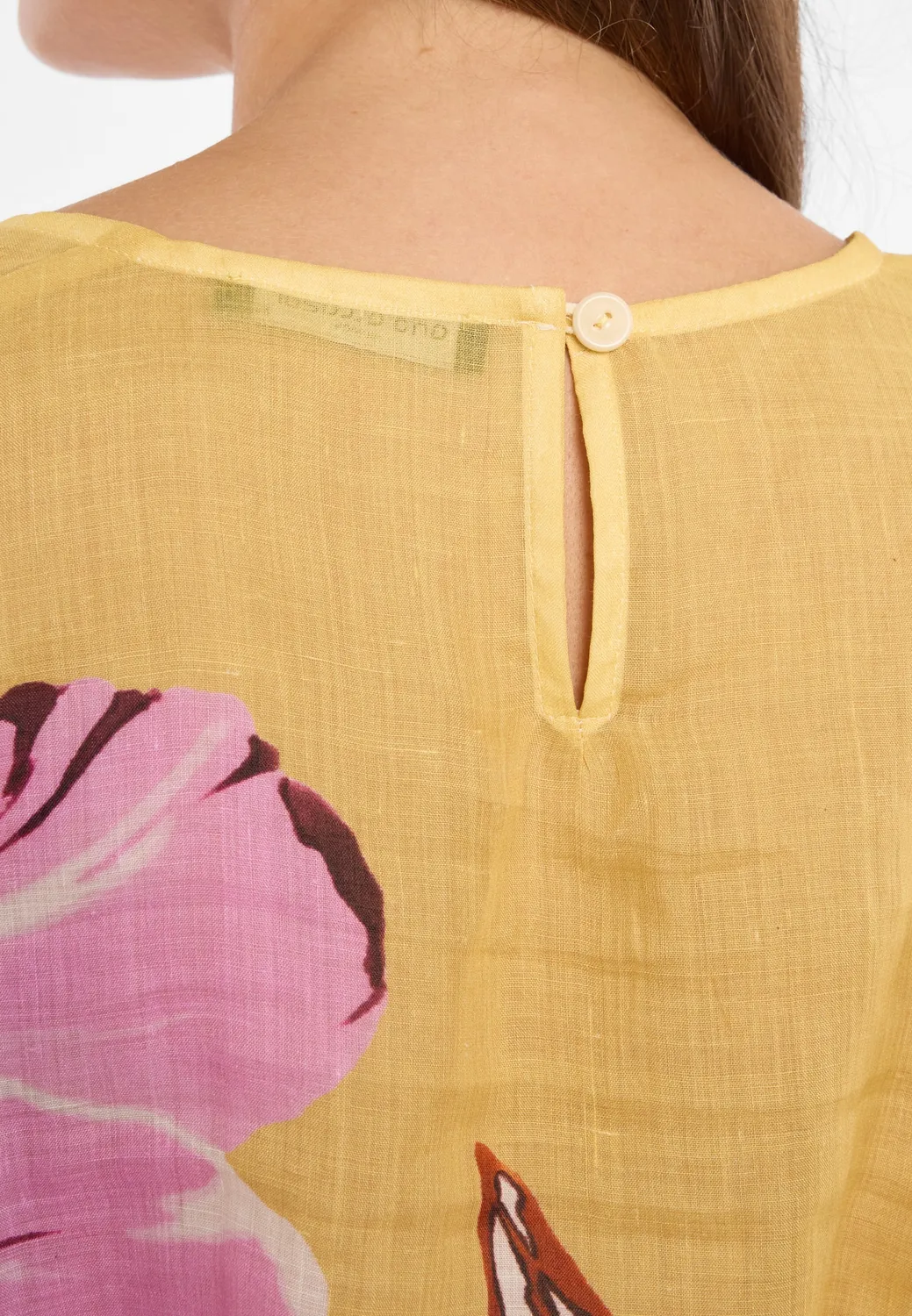 Ana Alcazar Dorexom top corto lino fiori giallo