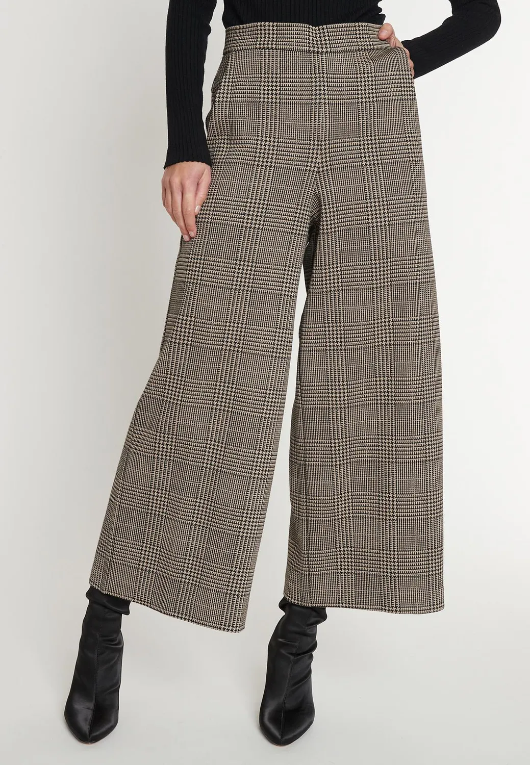 Ana Alcazar Miady culotte quadri vita alta cropped