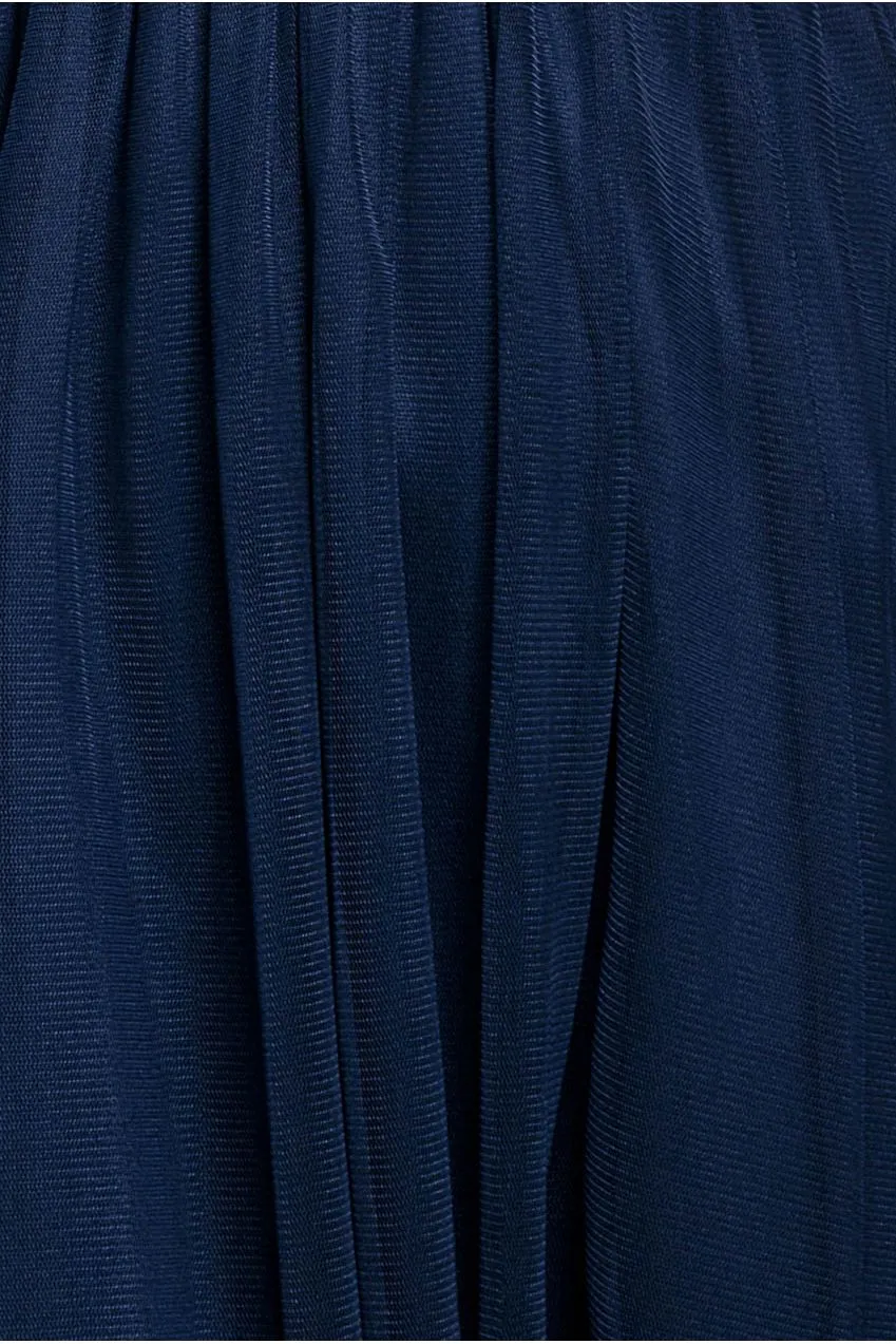Goddiva Halter Neck Mesh abito maxi navy blue 12 spacco
