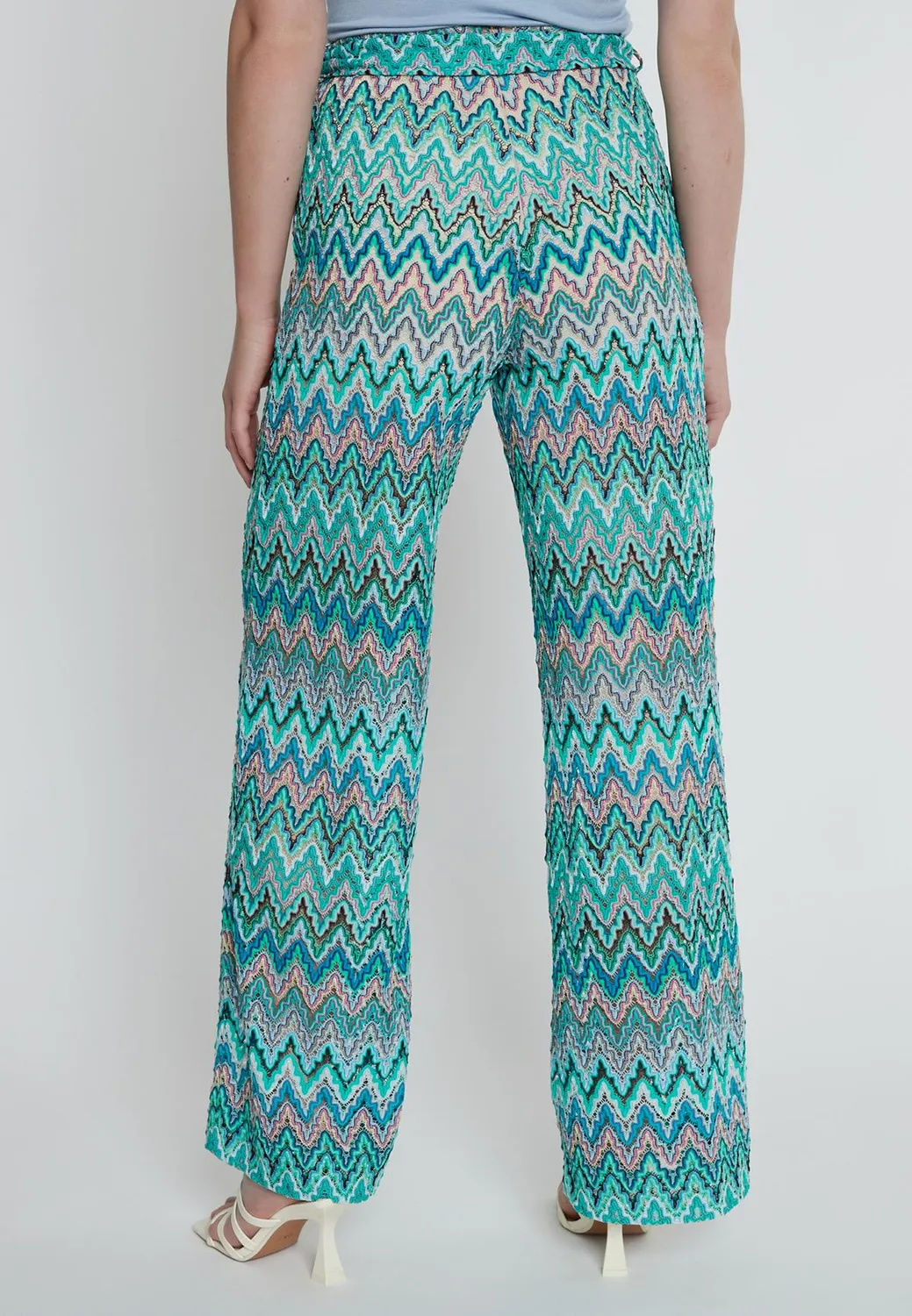 Ana Alcazar Kyrmi pantaloni maglia ajour colorati