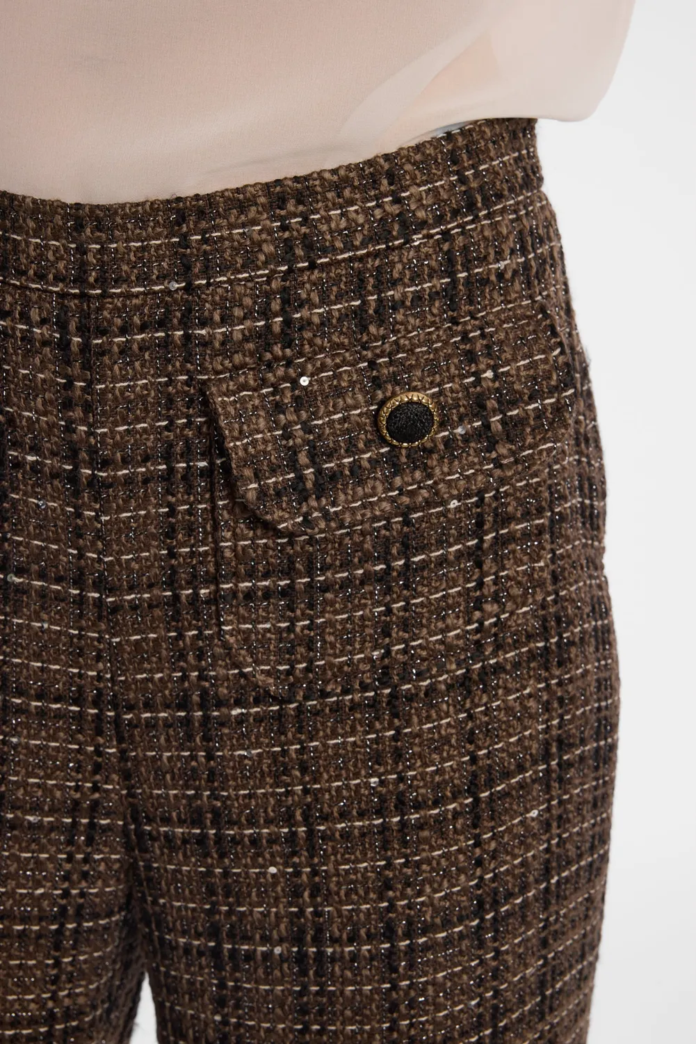 Ana Alcazar Enamoria pantaloni cropped tweed marrone