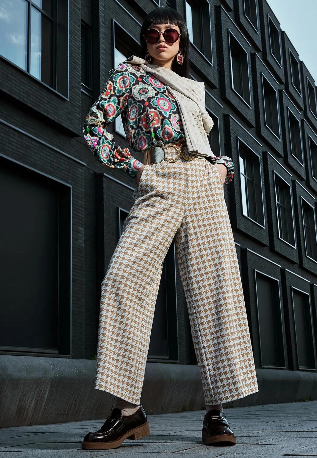 Ana Alcazar Hepyse pantaloni cropped pied-de-poule
