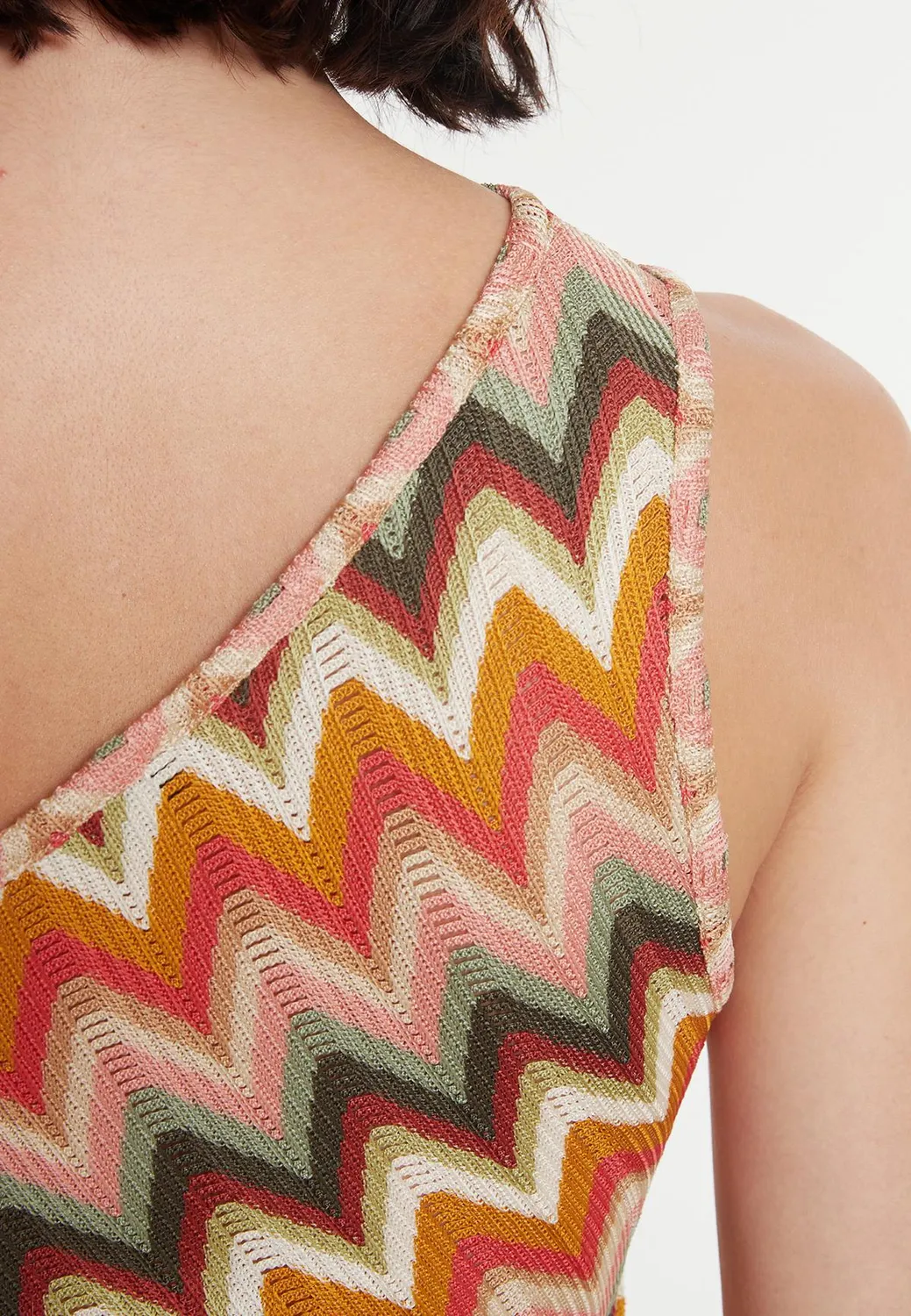 Ana Alcazar Poesa top monospalla fantasia zigzag
