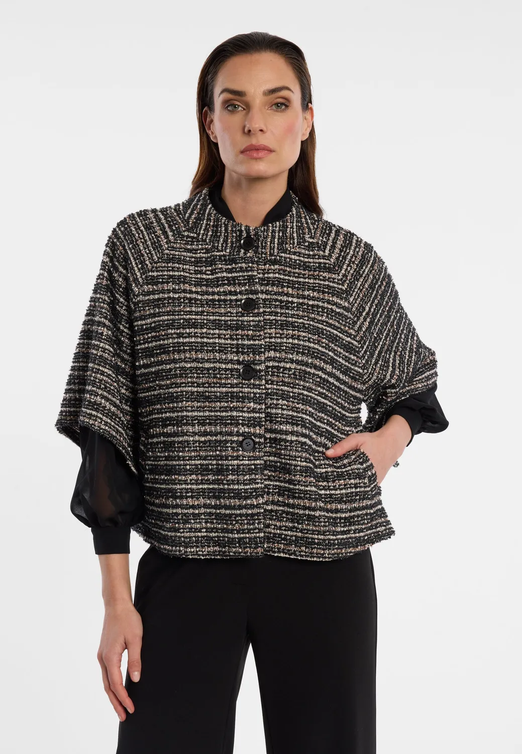 Ana Alcazar Enalia giacca mantella boucle nero