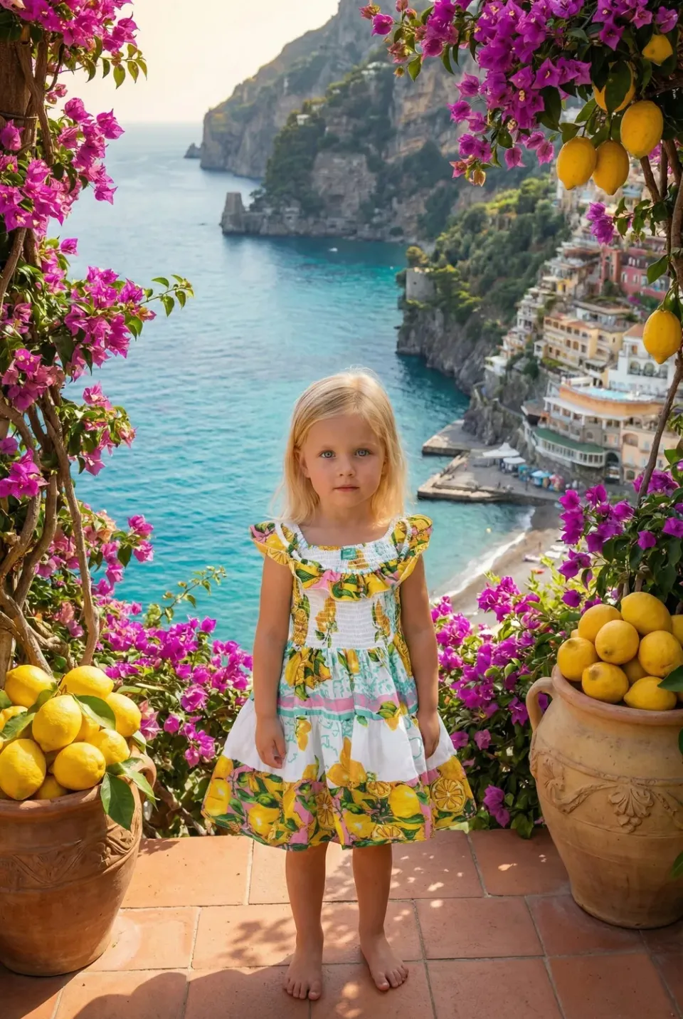 Antica Sartoria Everywhere FC138 abito bimba giallo cotone bretelle