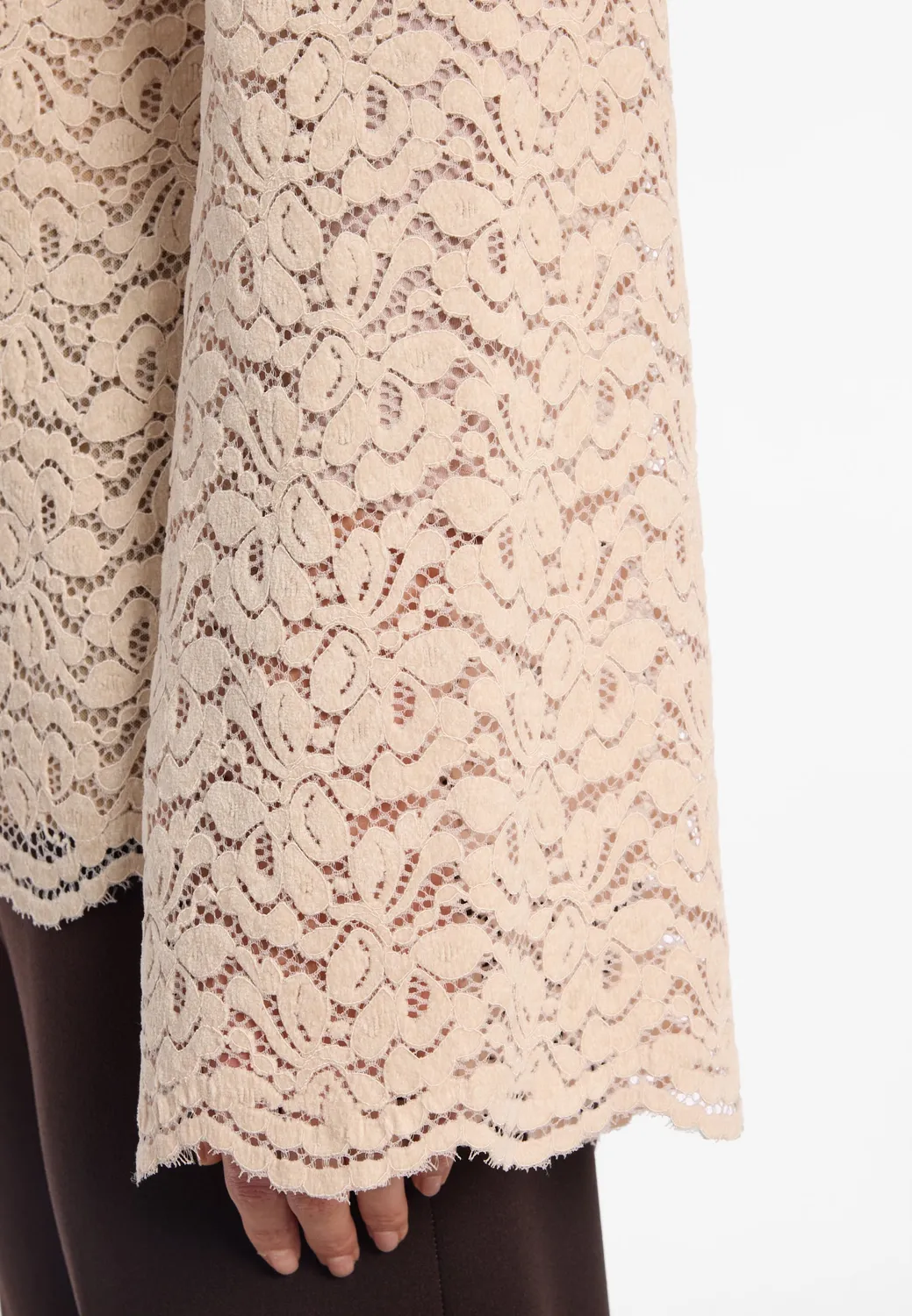 Ana Alcazar Enloryas blusa in pizzo cipria a fiori