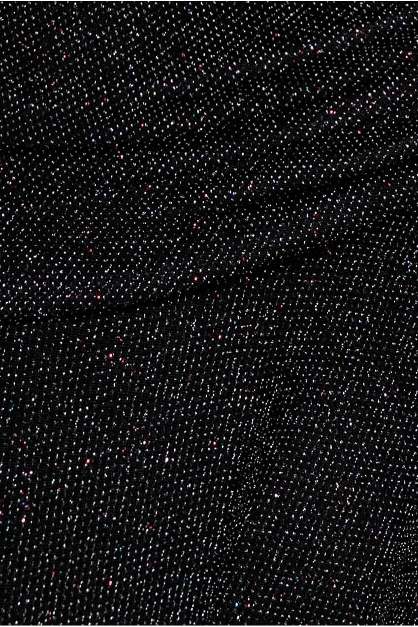 Goddiva Lurex Kimono Abito Maxi Nero Maniche Lanterna lurex