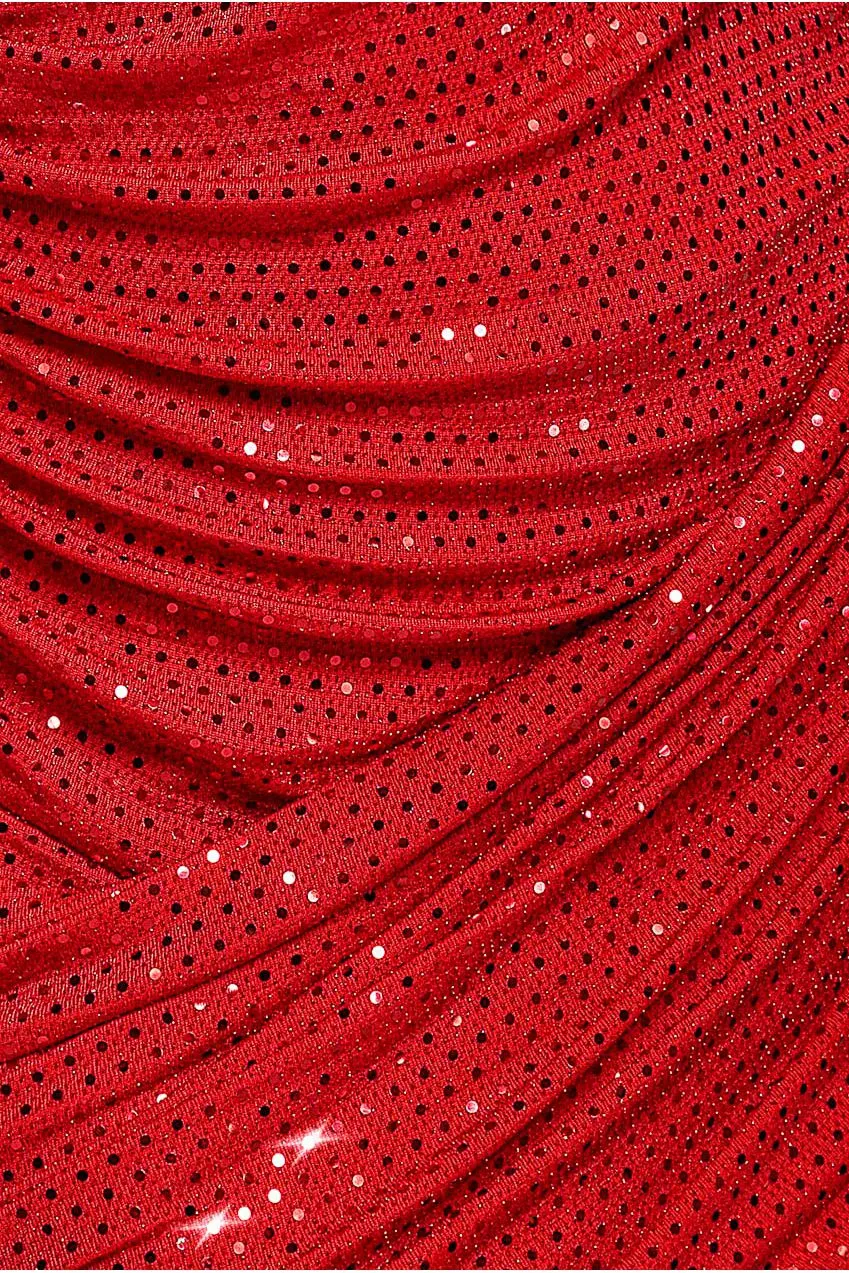 Goddiva DR4837 Mini Abito Rosso Paillettes Lurex