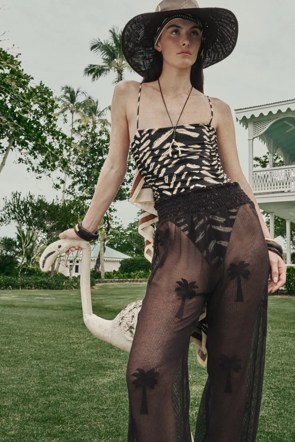Johanna Ortiz Palm Nomad pantalone mare nero in cotone