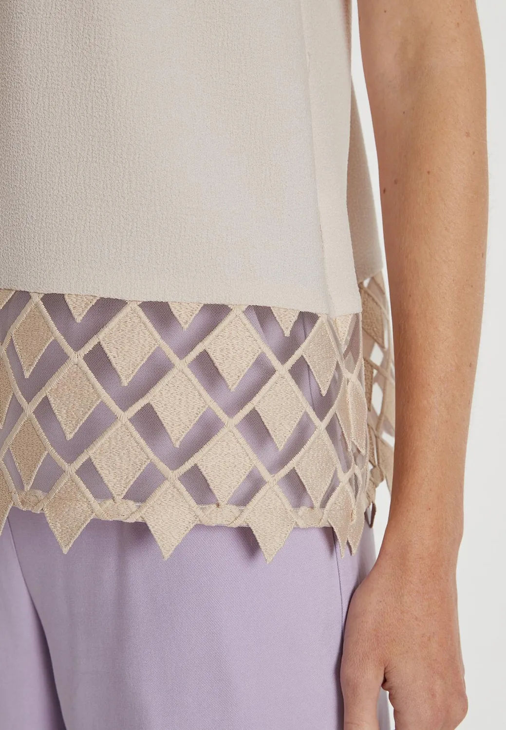 Ana Alcazar Lacela top con pizzo beige