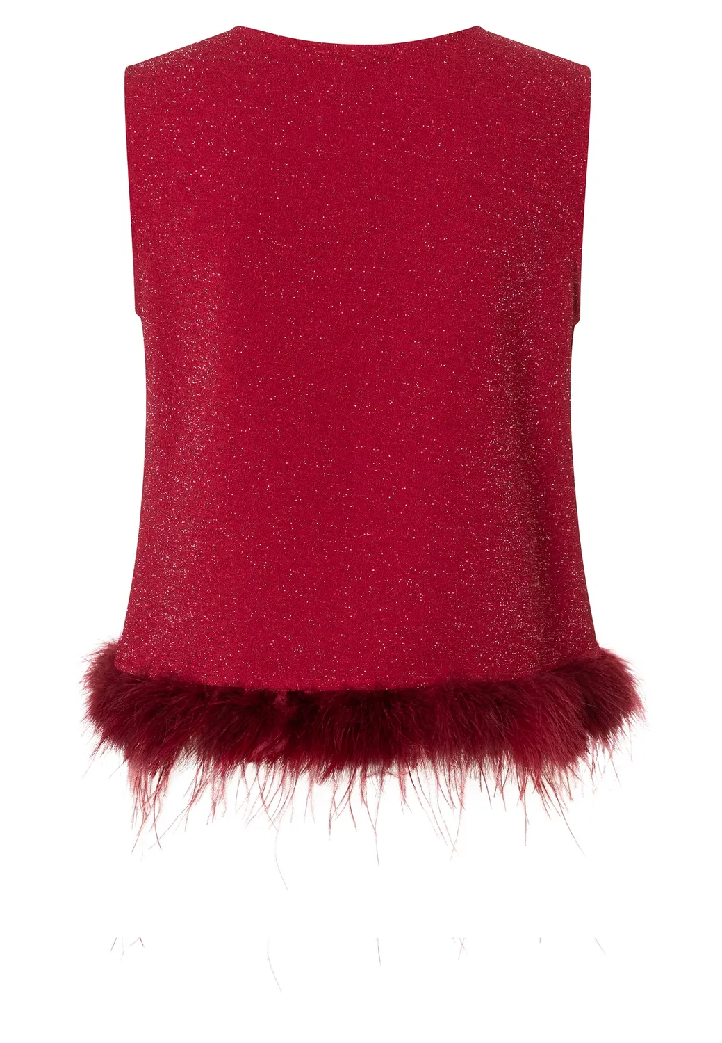 Ana Alcazar Cilly top lurex rosso con piume