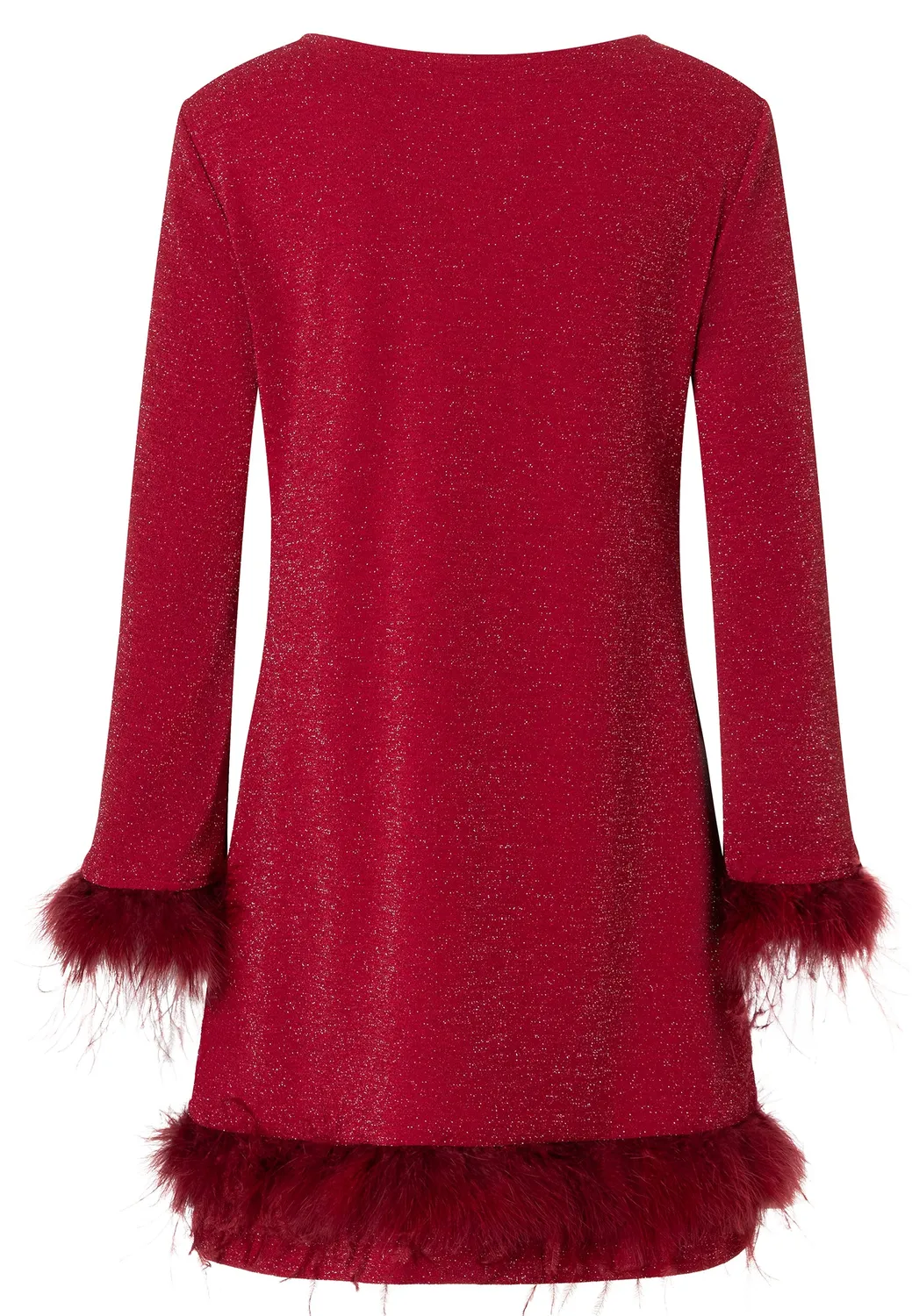 Ana Alcazar Cilea abito cocktail rosso lurex piume svasato