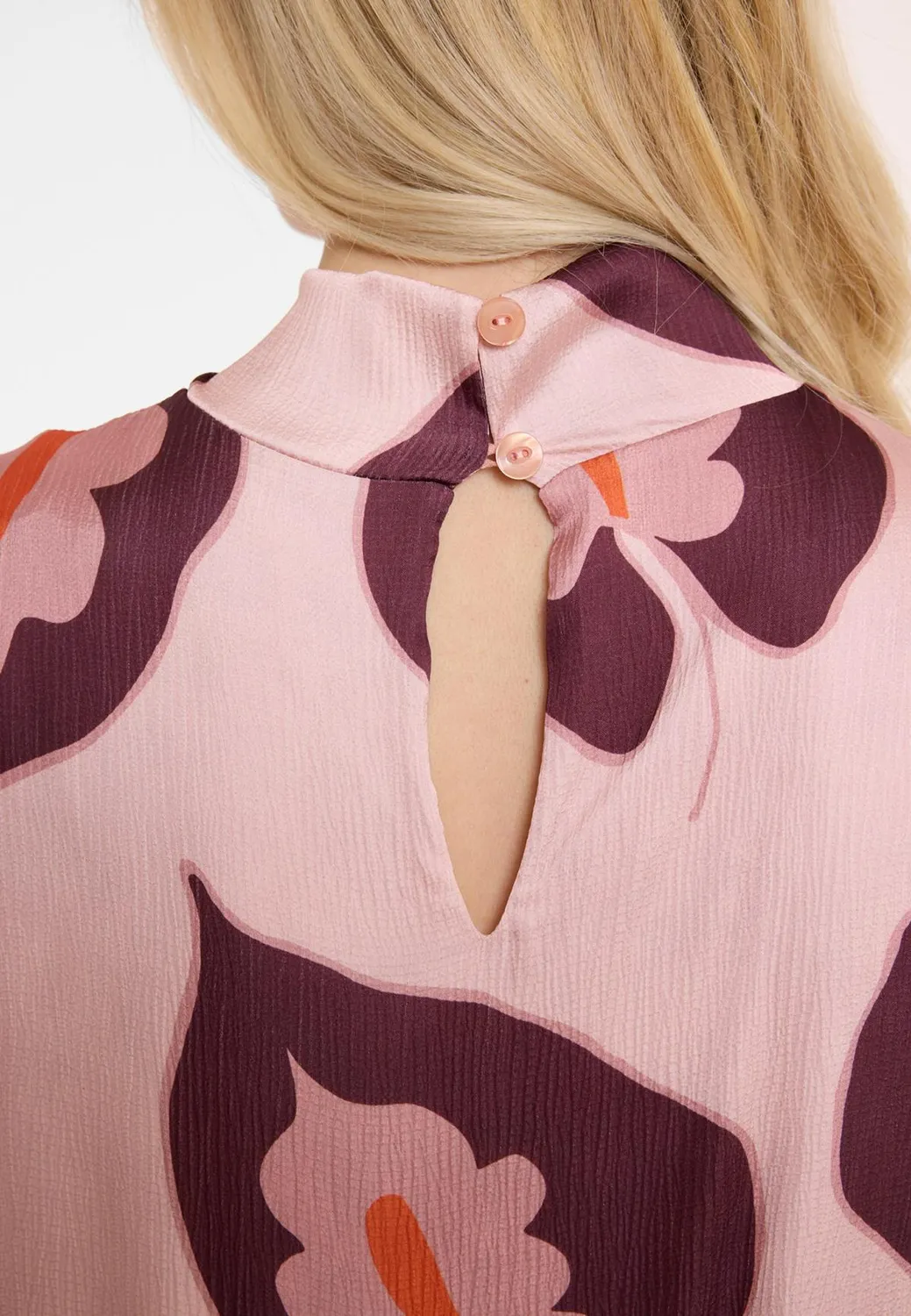 Ana Alcazar Awani abito camicia satin fiori rosa