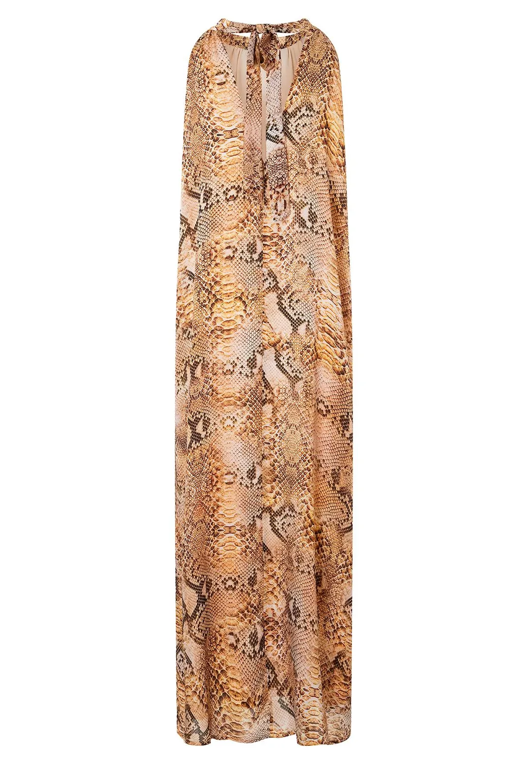 Ana Alcazar Pakyna abito lungo chiffon pitonato scollo halter