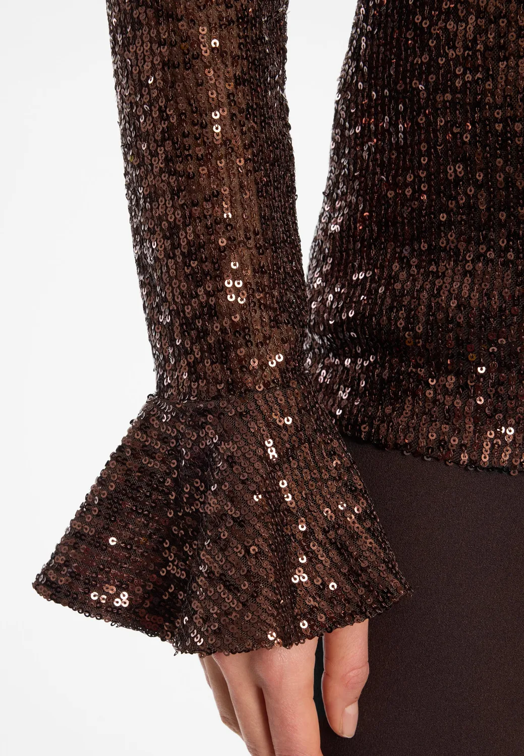 Ana Alcazar Evari top paillettes bronzo maniche