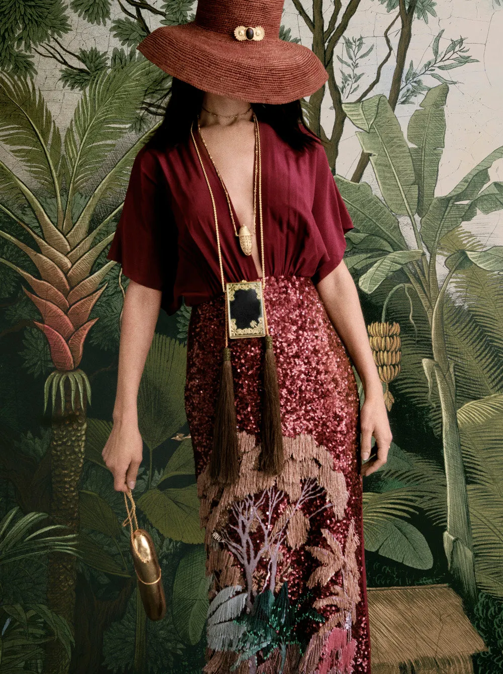 Johanna Ortiz Fierce Muse cappello marrone tesa larga paglia