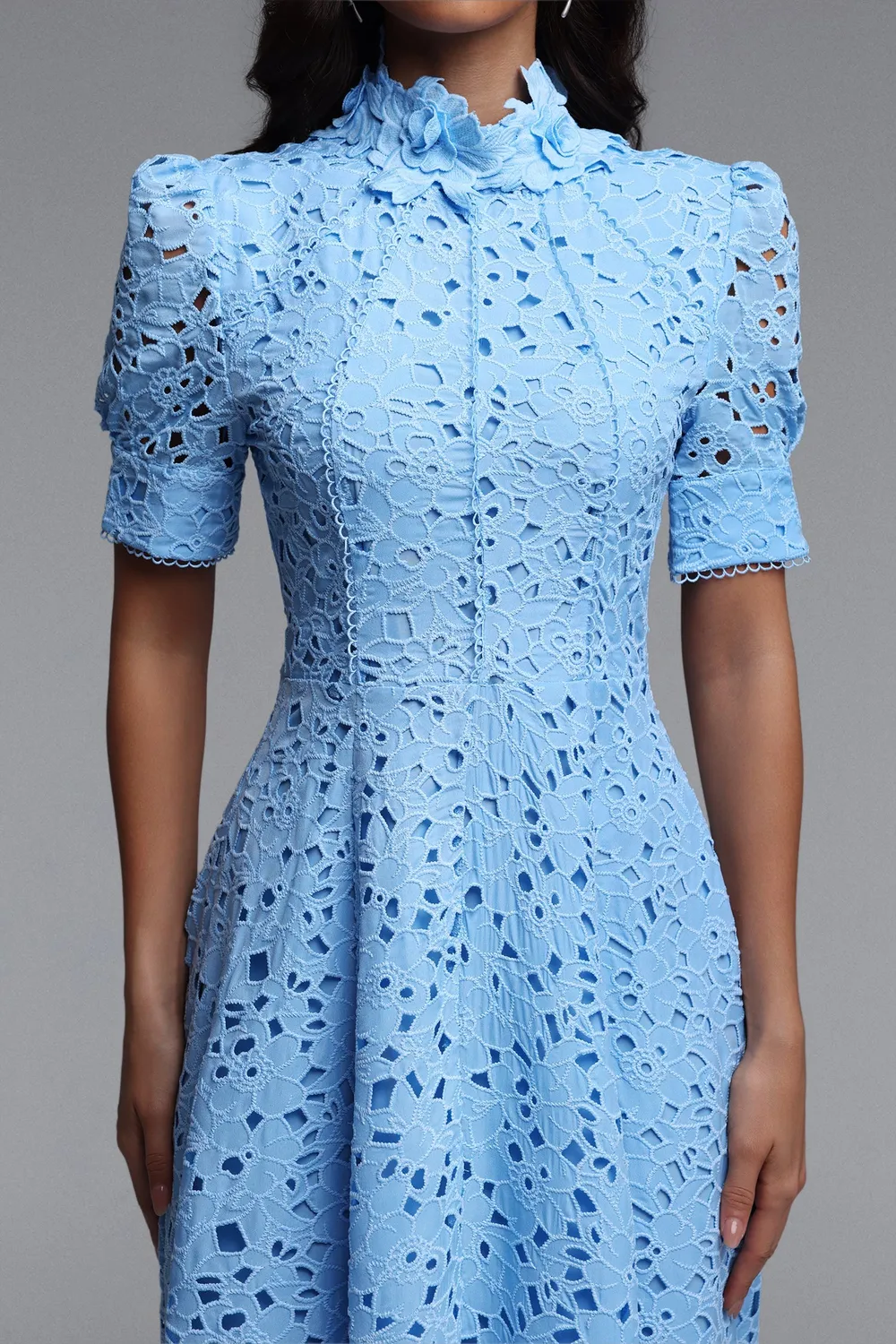 Bella Barnett Kitsu abito midi blu manica corta cocktail