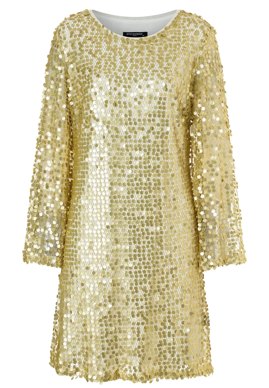 Ana Alcazar Wadana abito cocktail oro paillettes