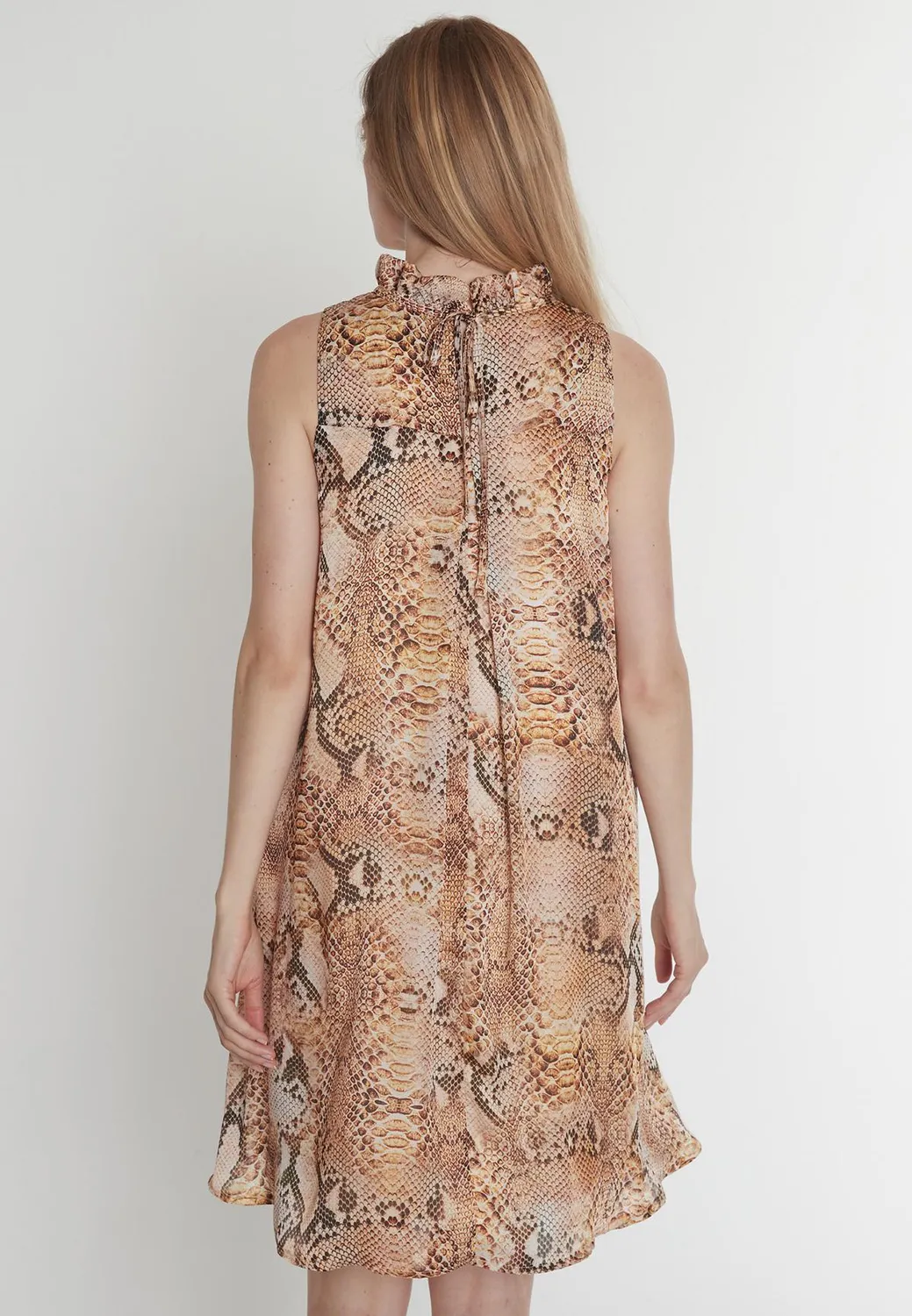 Ana Alcazar Pakela abito chiffon animalier marrone