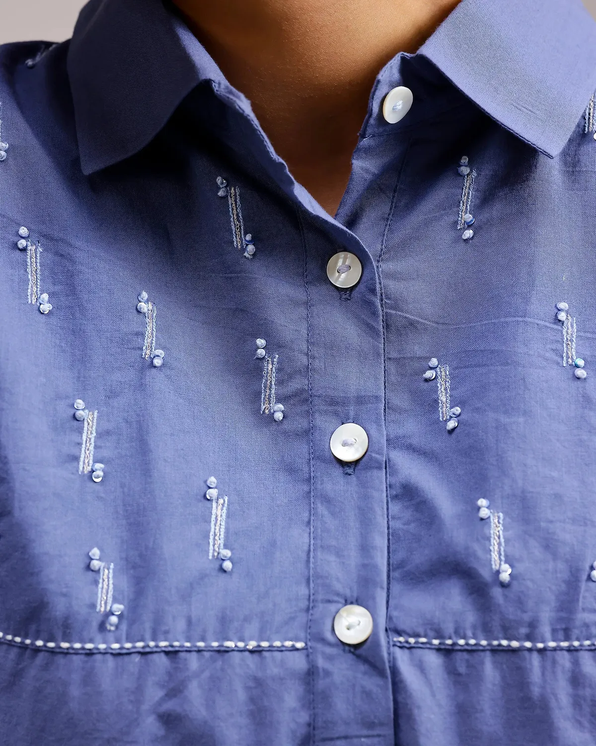 Our Dve Sheer tunica cotone blu scuro taglia unica