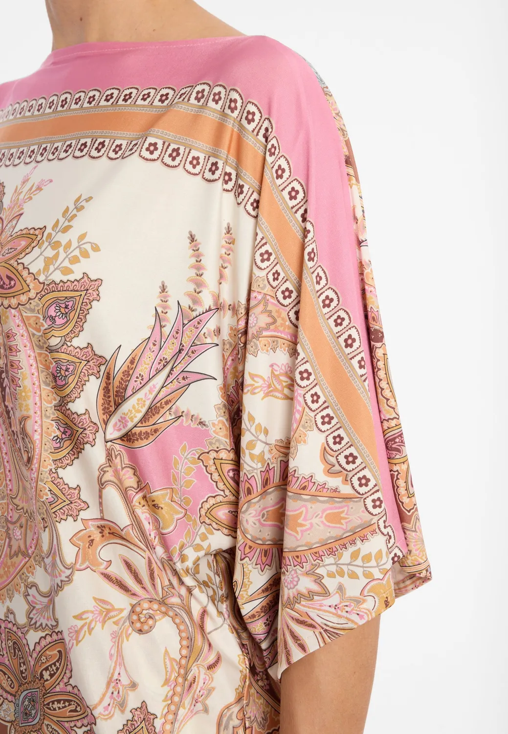Ana Alcazar Duara Top Paisley Beige Manica Pipistrello
