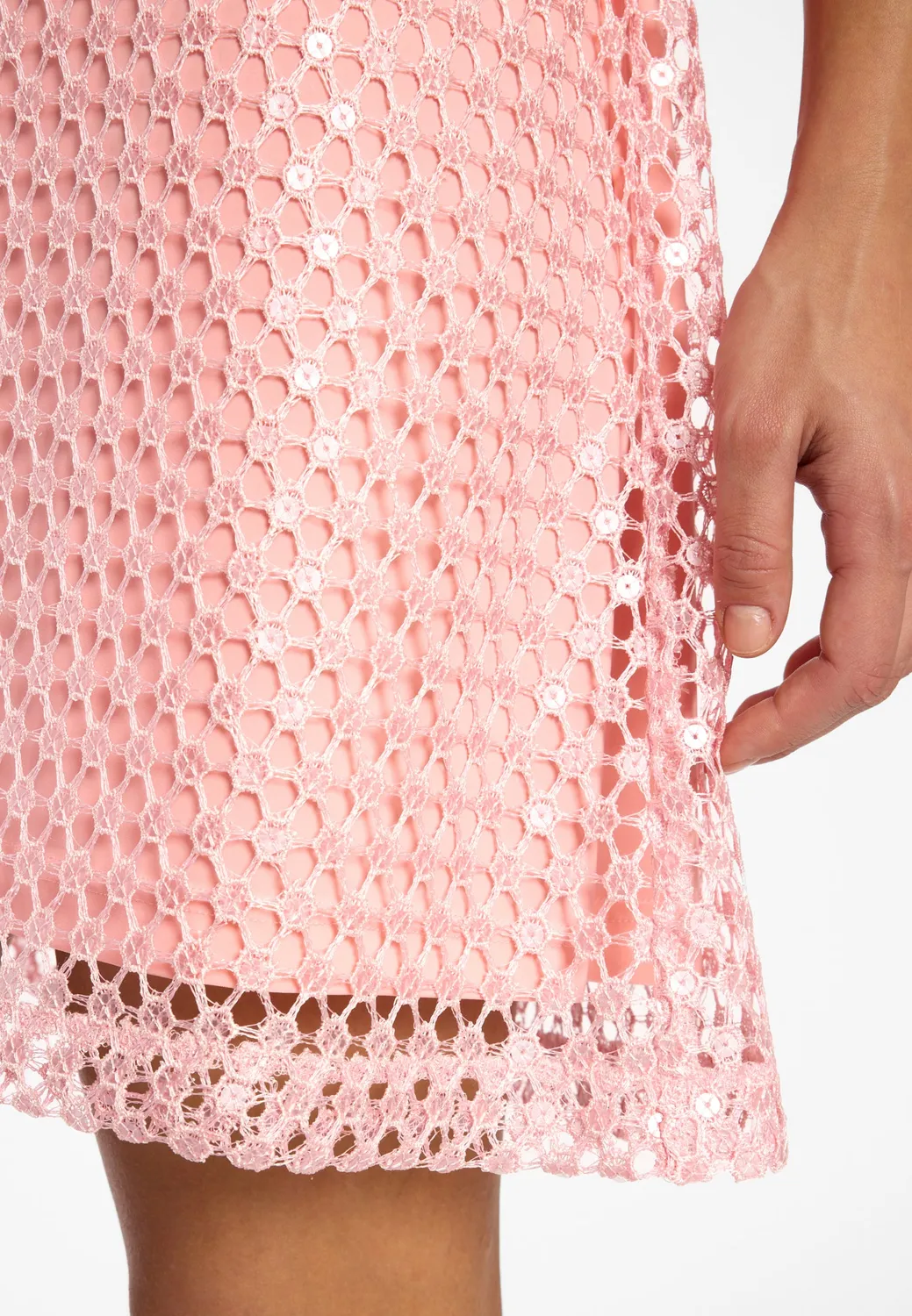 Ana Alcazar Dalva abito corto pizzo rosa