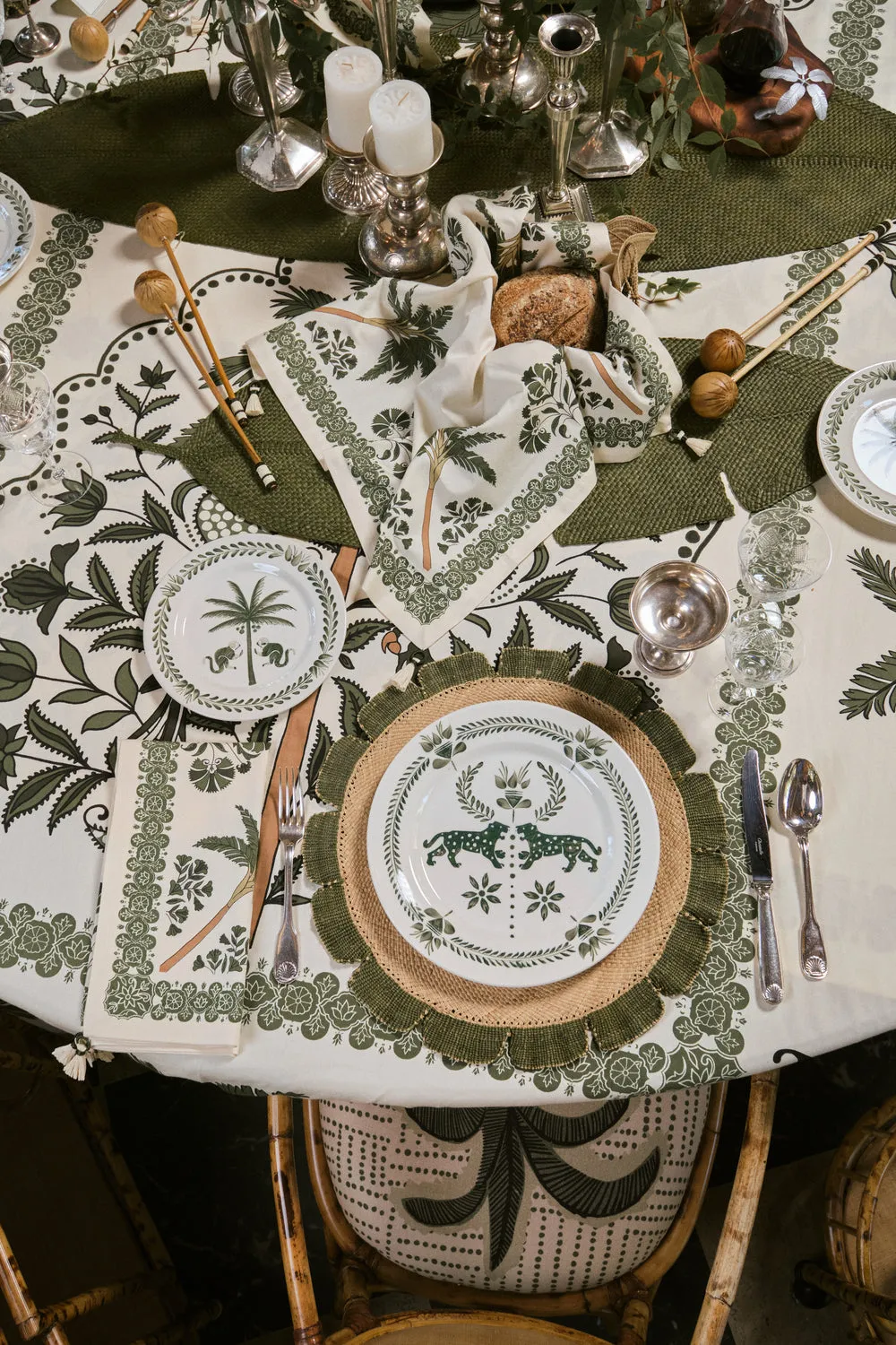 Johanna Ortiz Mythic Ecosystem tovagliette verdi set 3 pezzi