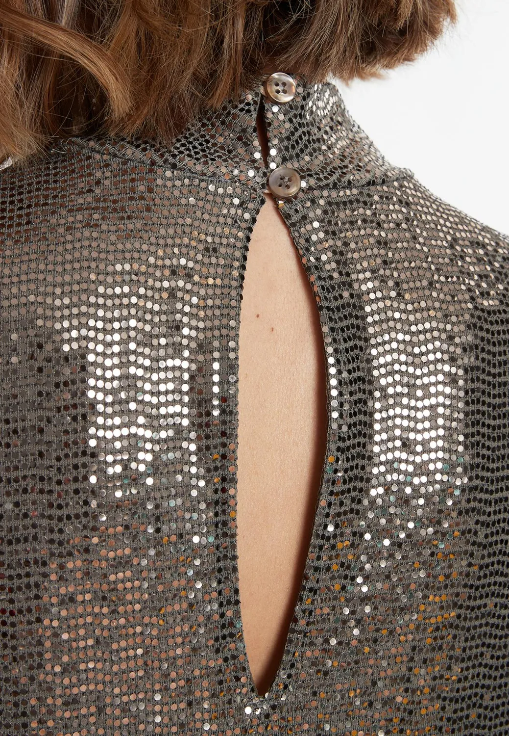Ana Alcazar Sagena abito mini paillettes argento