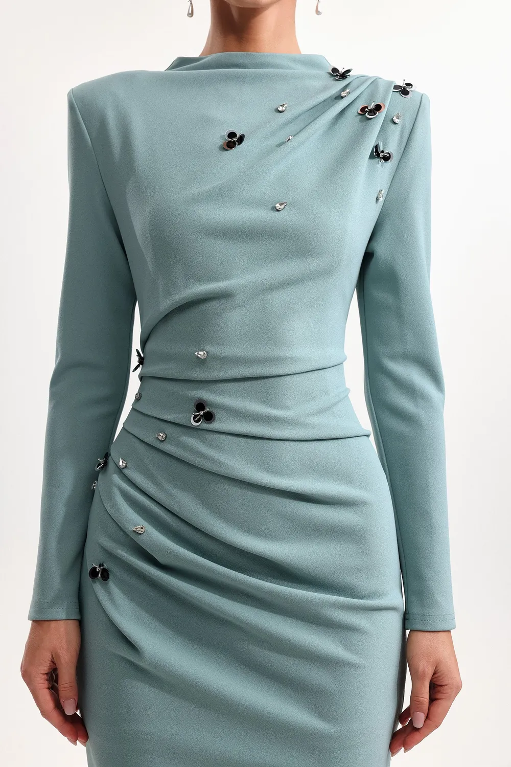 Bella Barnett Nina abito midi paillettes verde