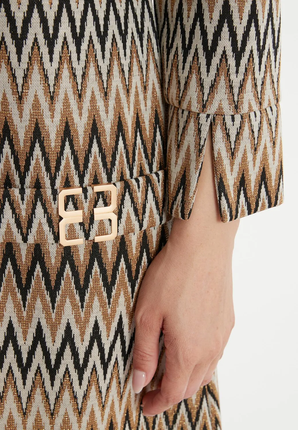 Ana Alcazar Penalle abito tunica nero oro beige lurex