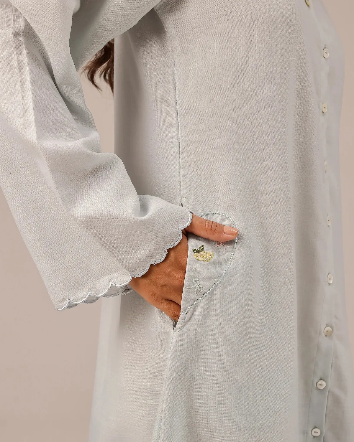 Our Dve Seafoam abito donna grigio lino