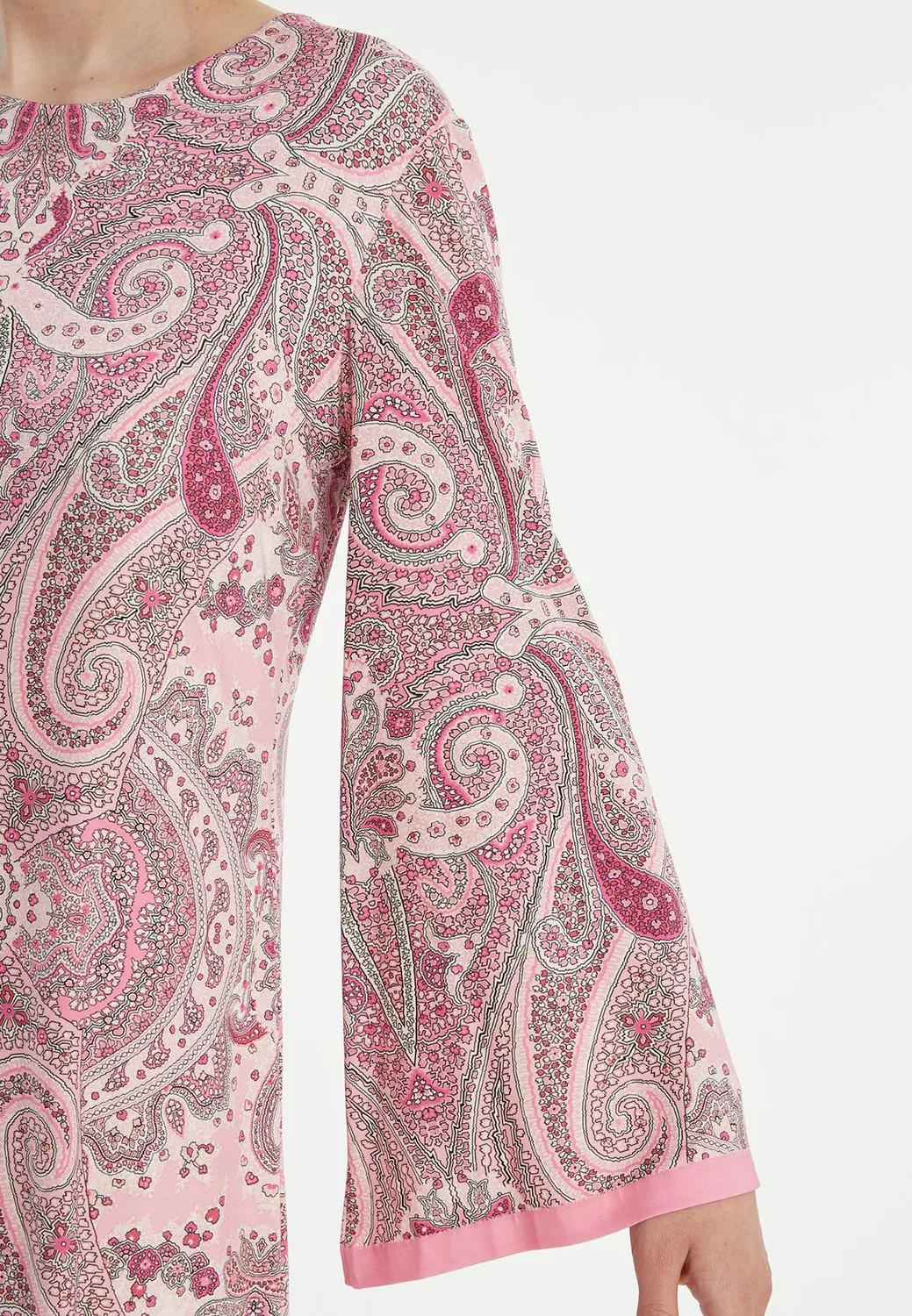 Ana Alcazar Zipia tunica jersey rosa maniche tromba