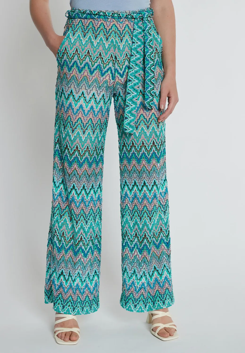 Ana Alcazar Kyrmi pantaloni maglia ajour colorati