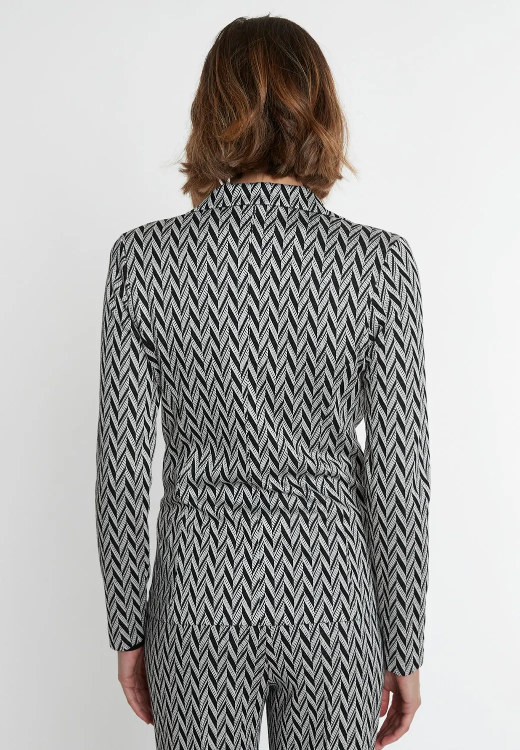 Ana Alcazar Shara blazer zigzag bianco nero