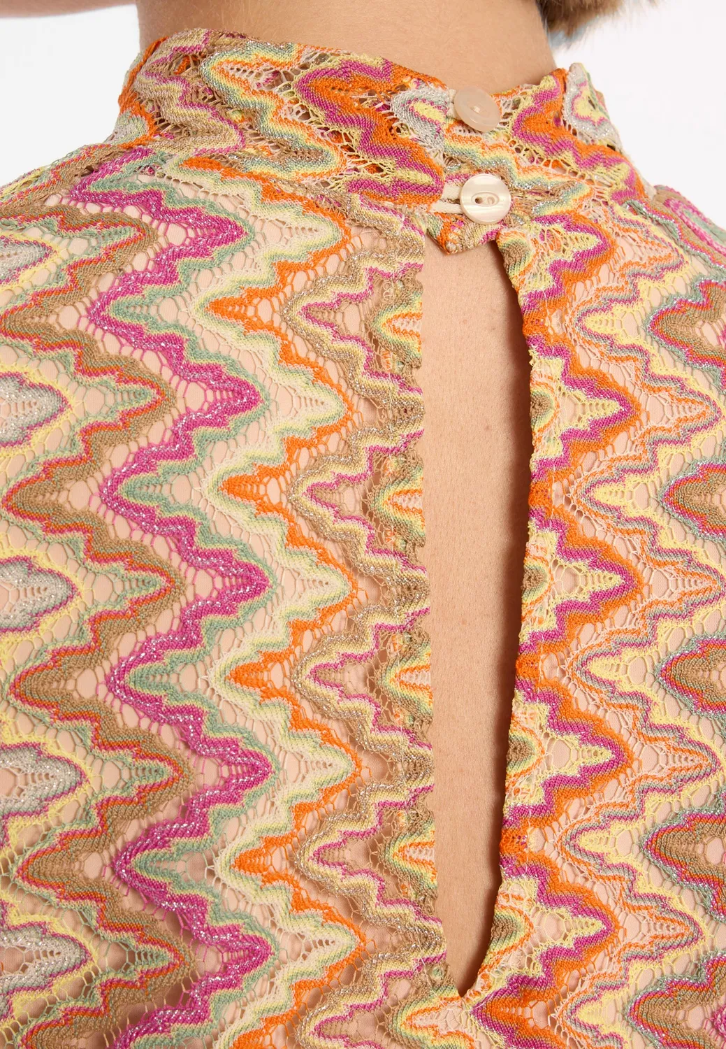 Ana Alcazar Dumea top svasato arancione maglia zigzag