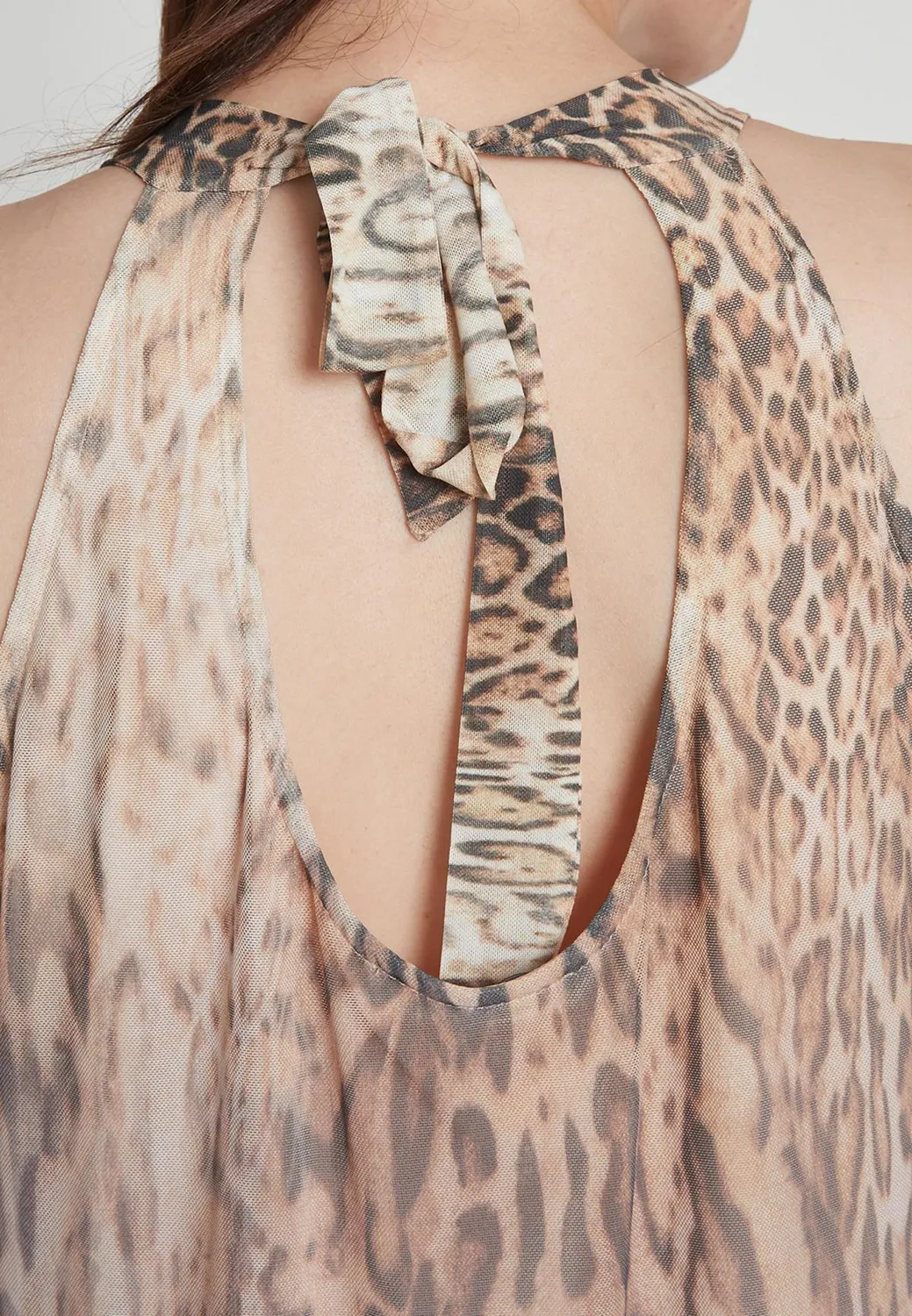 Ana Alcazar Remila abito maxi viola halter animale