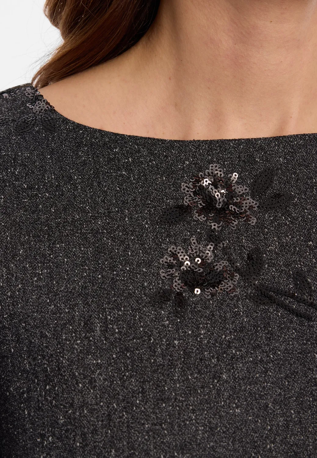 Ana Alcazar Enlires tunica tweed antracite paillettes