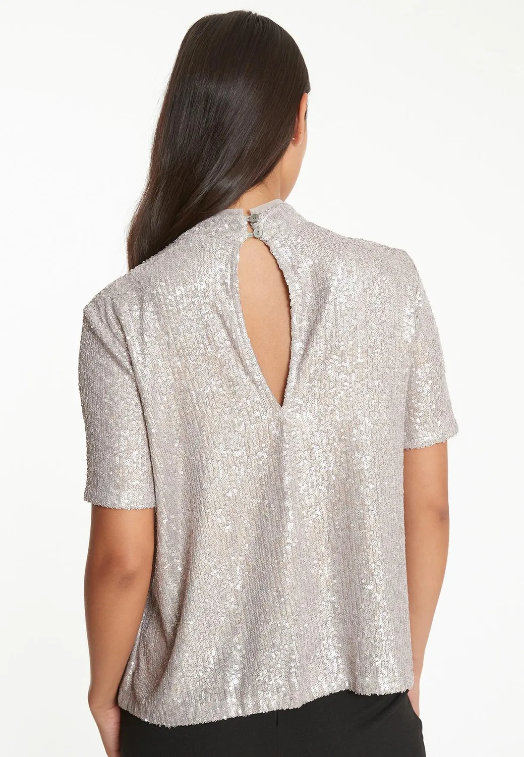 Ana Alcazar Tafina top paillettes argento
