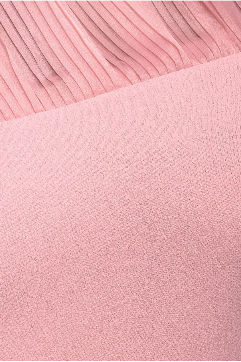 Goddiva One Shoulder Organza Abito Maxi Rosa Blush