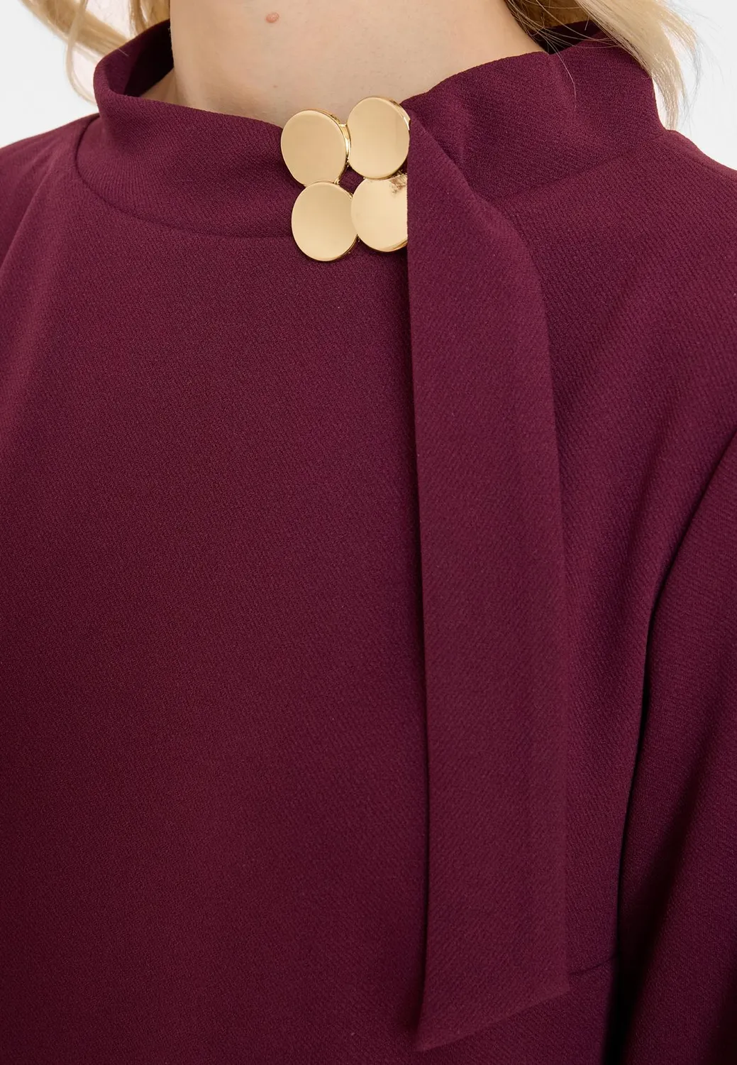 Ana Alcazar Adora abito mini bordeaux collo coreana