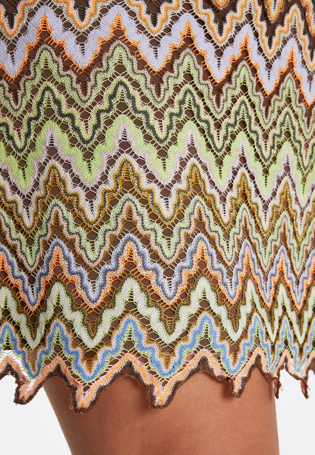 Ana Alcazar Poseta tunica corta maglina zigzag verde